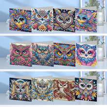Load image into Gallery viewer, 12Pcs Personality Owl DIY Diamond Painting Card Rhinestone Painting Card Kit