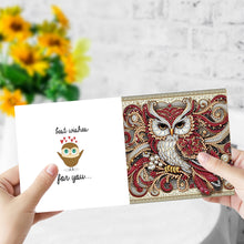 Load image into Gallery viewer, 12Pcs Personality Owl DIY Diamond Painting Card Rhinestone Painting Card Kit
