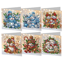 Load image into Gallery viewer, 6Pcs Snowman DIY Diamond Painting Card Rhinestone Painting Card Kit for Friends