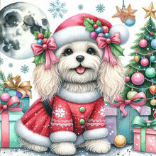 Load image into Gallery viewer, Diamond Painting - Full Round - Christmas tree gift moon Maltese dog (40*40CM)