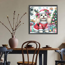 Load image into Gallery viewer, Diamond Painting - Full Round - Christmas tree gift moon Maltese dog (40*40CM)
