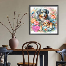 Load image into Gallery viewer, Diamond Painting - Full Round - Flower love Australian shepherd (40*40CM)