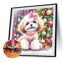 Load image into Gallery viewer, Diamond Painting - Full Round - Christmas tree Shih Tzu (40*40CM)