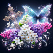 Load image into Gallery viewer, Diamond Painting - Full Round - Cross butterfly lavender (40*40CM)