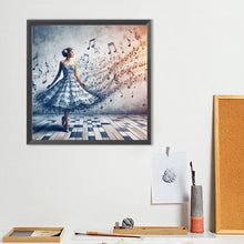 Load image into Gallery viewer, Diamond Painting - Full Round - Girl with dreamy musical note skirt (40*40CM)