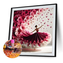 Load image into Gallery viewer, Diamond Painting - Full Round - Girl with dreamy red butterfly skirt (40*40CM)