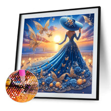 Load image into Gallery viewer, Diamond Painting - Full Round - Girl with dreamy blue butterfly skirt (40*40CM)