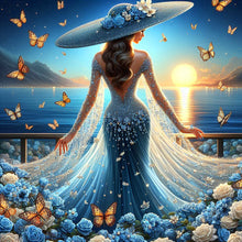 Load image into Gallery viewer, Diamond Painting - Full Round - Girl with dreamy flower butterfly skirt (40*40CM)