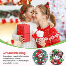 Load image into Gallery viewer, 8Pcs Wooden Christmas Cat Diamond Painting Coasters with Holder Gift for Mom