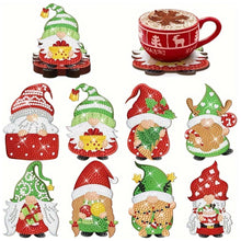 Load image into Gallery viewer, 8Pcs Wooden Christmas Gnome Diamond Painting Coasters with Holder Gift for Mom