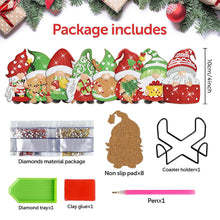 Load image into Gallery viewer, 8Pcs Wooden Christmas Gnome Diamond Painting Coasters with Holder Gift for Mom