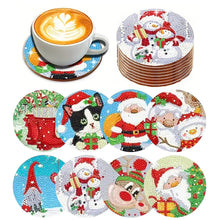 Load image into Gallery viewer, 8Pcs Wooden Santa Claus Diamond Painting Coasters with Holder Gift for Mom