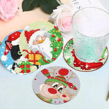 Load image into Gallery viewer, 8Pcs Wooden Santa Claus Diamond Painting Coasters with Holder Gift for Mom