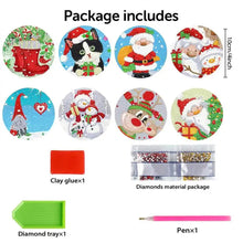 Load image into Gallery viewer, 8Pcs Wooden Santa Claus Diamond Painting Coasters with Holder Gift for Mom