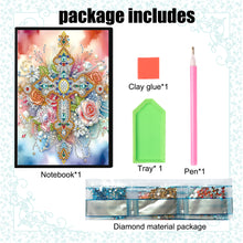 Load image into Gallery viewer, Flower Cross 5D Diamond Painting Notebook Diamond Art Dairy Book for Adults Kids