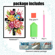Load image into Gallery viewer, Flower Cross 5D Diamond Painting Notebook Diamond Art Dairy Book for Adults Kids