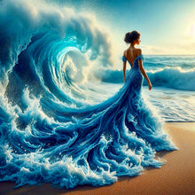 Load image into Gallery viewer, Diamond Painting - Full Round - Girl with wave skirt back (40*40CM)