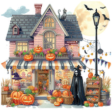 Load image into Gallery viewer, Diamond Painting - Partial Special Shaped - Halloween street hut (30*30CM)