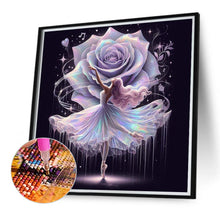 Load image into Gallery viewer, Diamond Painting - Full Round - Girl with purple rose and dancing (40*40CM)