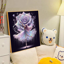 Load image into Gallery viewer, Diamond Painting - Full Round - Girl with purple rose and dancing (40*40CM)