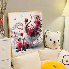 Load image into Gallery viewer, Diamond Painting - Full Round - Girl with red rose and ballet (40*40CM)