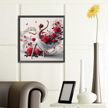 Load image into Gallery viewer, Diamond Painting - Full Round - Girl with red rose and ballet (40*40CM)
