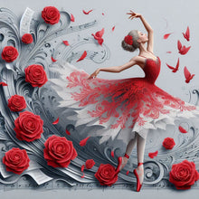 Load image into Gallery viewer, Diamond Painting - Full Round - Girl with red rose (40*40CM)