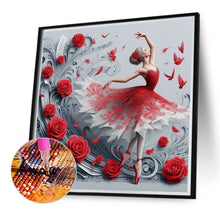 Load image into Gallery viewer, Diamond Painting - Full Round - Girl with red rose (40*40CM)