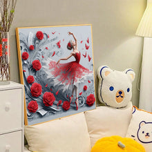 Load image into Gallery viewer, Diamond Painting - Full Round - Girl with red rose (40*40CM)
