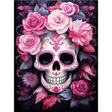 Load image into Gallery viewer, 4pcs Round Diamond Painting Set - Flower skull (30*40CM)