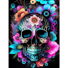 Load image into Gallery viewer, 4pcs Round Diamond Painting Set - Flower skull (30*40CM)