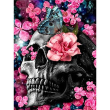 Load image into Gallery viewer, 4pcs Round Diamond Painting Set - Flower skull (30*40CM)