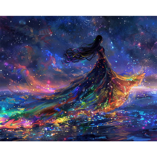 AB Diamond Painting - Full Round - Girl under the starry sky (50*40CM)