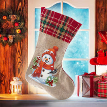 Load image into Gallery viewer, Linen Diamond Painting Xmas Stocking Decor 5D Rhinestone Xmas Socks for Kid Gift