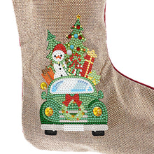 Load image into Gallery viewer, Linen Diamond Painting Xmas Stocking Decor 5D Rhinestone Xmas Socks for Kid Gift