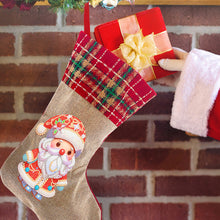Load image into Gallery viewer, Linen Diamond Painting Xmas Stocking Decor 5D Rhinestone Xmas Socks for Kid Gift