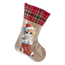 Load image into Gallery viewer, Linen Diamond Painting Xmas Stocking Decor 5D Rhinestone Xmas Socks for Kid Gift
