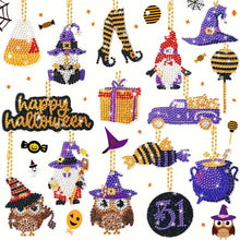 Load image into Gallery viewer, 15Pcs Double Side Halloween Elements Diamond Art Craft Keychain for Party Decor