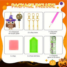 Load image into Gallery viewer, 15Pcs Double Side Halloween Elements Diamond Art Craft Keychain for Party Decor