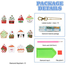 Load image into Gallery viewer, 12Pcs Double Side Christmas Cupcake Diamond Painting Art Craft Keychain