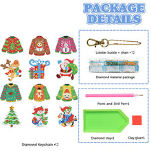 Load image into Gallery viewer, 12Pcs Double Side Christmas Elements Diamond Painting Art Craft Keychain