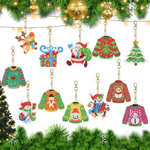 Load image into Gallery viewer, 12Pcs Double Side Christmas Elements Diamond Painting Art Craft Keychain