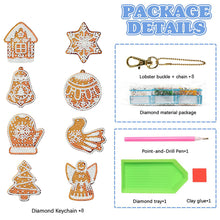 Load image into Gallery viewer, 8Pcs Double Side Christmas Cookies Diamond Painting Art Craft Keychain