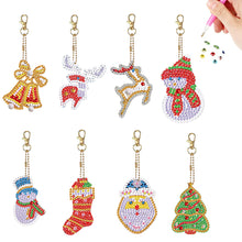 Load image into Gallery viewer, 8Pcs Double Side Christmas Elements Diamond Painting Art Craft Keychain