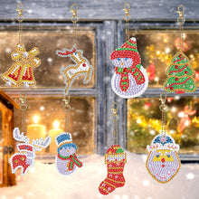 Load image into Gallery viewer, 8Pcs Double Side Christmas Elements Diamond Painting Art Craft Keychain