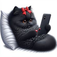 Load image into Gallery viewer, Diamond Painting - Full Round - Cute black cat (30*30CM)