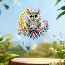Load image into Gallery viewer, Double Sided Acrylic Special Shape Owl Moon Diamond Painting Wind Chime