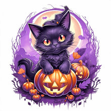 Load image into Gallery viewer, Diamond Painting - Full Round - Halloween pumpkin cat (40*40CM)