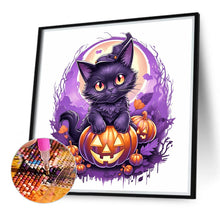 Load image into Gallery viewer, Diamond Painting - Full Round - Halloween pumpkin cat (40*40CM)