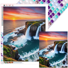 Load image into Gallery viewer, Diamond Painting - Full Round - Waterfall and sunset at the seaside (55*70CM)